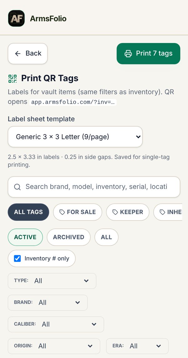 Print QR Tags