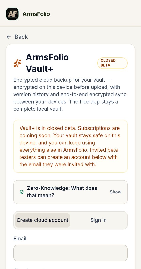 Vault+ screen